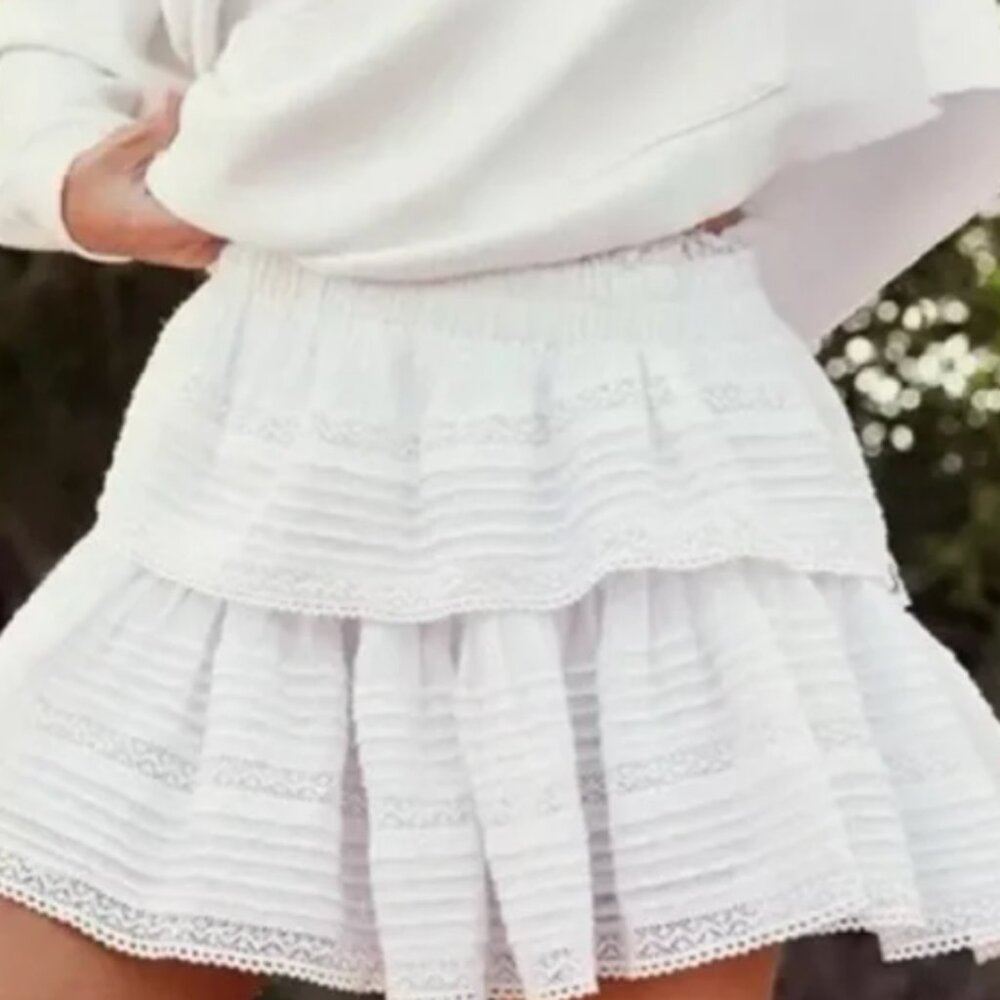 Aerie Rock N Ruffle Mini Skirt - Size Small, White